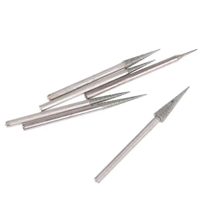 6Pcs 1-4mm Diamond Grinding Head Needle Bits Burrs Engraving Carving Tool 2.35mm Wholesale