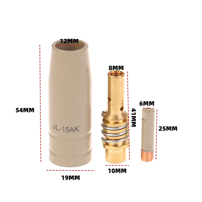 3Pcs/Set  MIG Torch Gas Nozzle Tip Holder 0.8/1.0/1.2mm Of 15AK MIG MAG Welding Torch New Coating Protection Nozzle