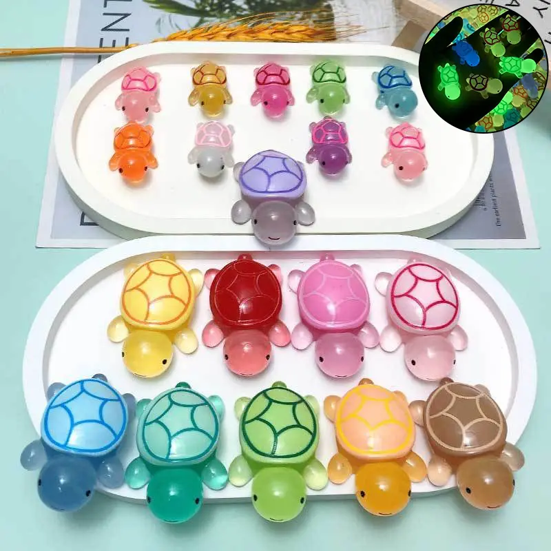 6/10pcs Mini Luminous Turtle Landscaping Home Decor Resin Crafts Glowing Turtle Garden Fish Tank Miniatures Ornaments Decoration