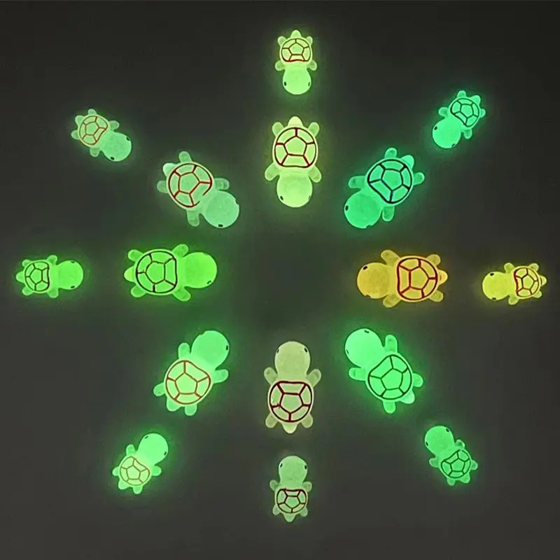 6/10pcs Mini Luminous Turtle Landscaping Home Decor Resin Crafts Glowing Turtle Garden Fish Tank Miniatures Ornaments Decoration