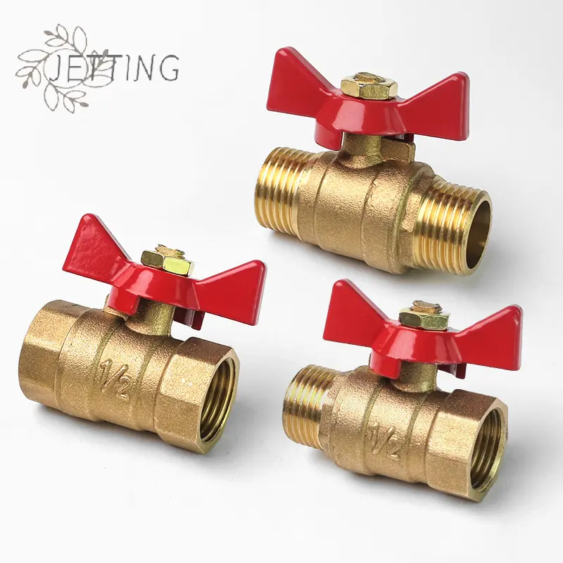 1pc Air Compressor Water Gas Oil Shut Off Valve Butterfly Stem Brass Ball Valve 1/4" 3/8" 1/2" BSP Threaded Male To Female