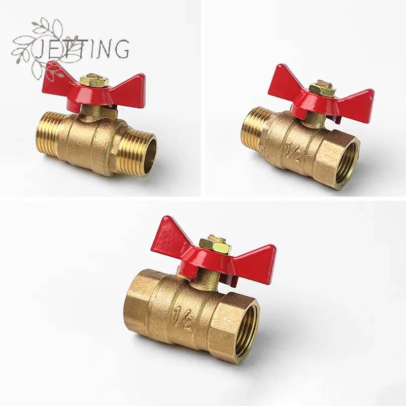 1pc Air Compressor Water Gas Oil Shut Off Valve Butterfly Stem Brass Ball Valve 1/4" 3/8" 1/2" BSP Threaded Male To Female