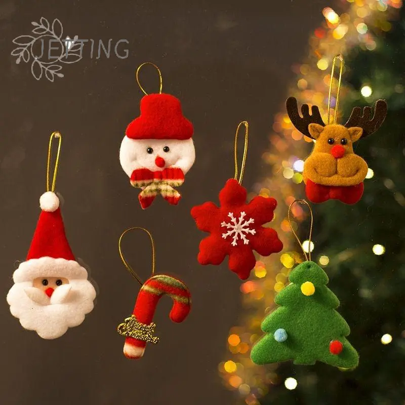 6pcs Christmas Tree Decoration Accessories Christmas Decorations Felt Cloth Small Snowman Elderly Pendant Tree Top Star