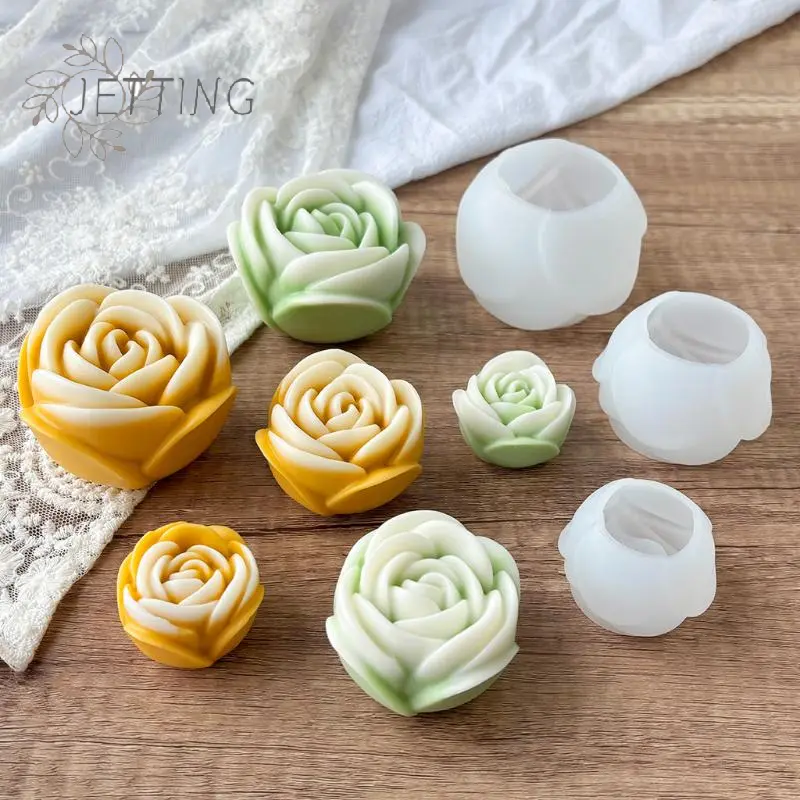 Multi Size 3D Flower Shape Silicone Rose Mold Candle Mould Handmade Soap Mold Wedding Cake Decor Jelly Valentine's Day Gift DIY