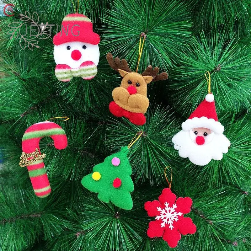 6pcs Christmas Tree Decoration Accessories Christmas Decorations Felt Cloth Small Snowman Elderly Pendant Tree Top Star