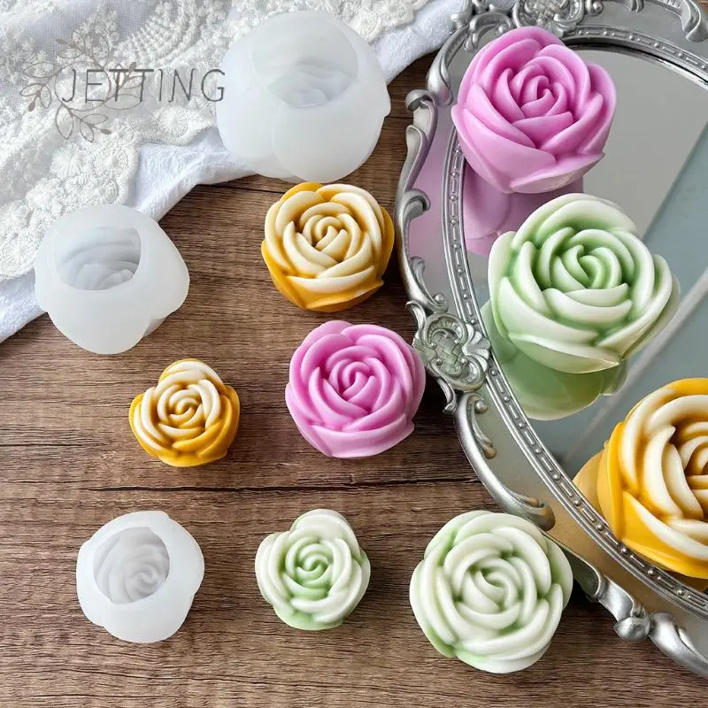 Multi Size 3D Flower Shape Silicone Rose Mold Candle Mould Handmade Soap Mold Wedding Cake Decor Jelly Valentine's Day Gift DIY