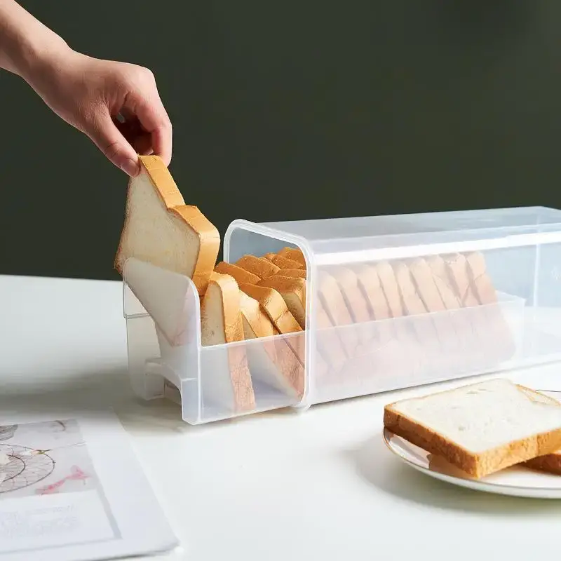 Bread Box With Lid Reusable Sandwich Bread Pasta Storage Box Clear Plastic Food Storage Container For Kitchen Organization