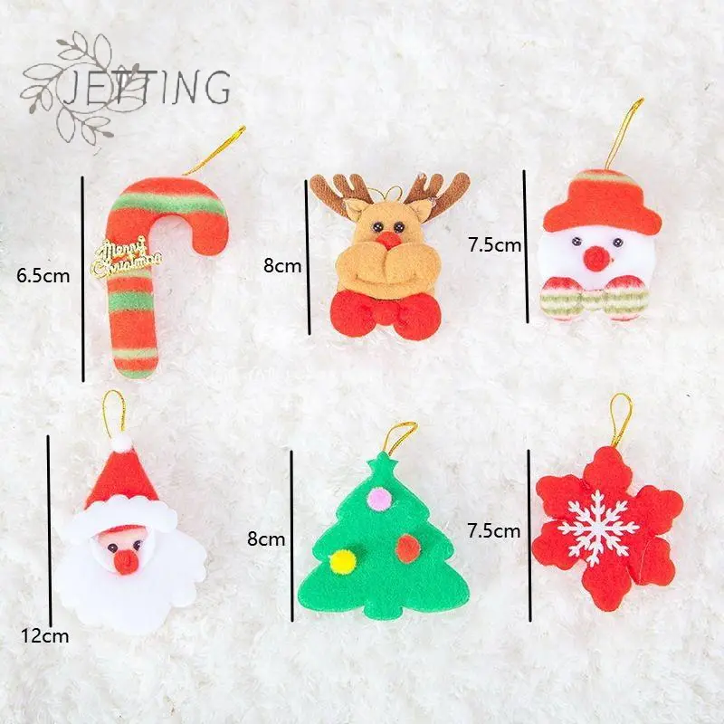 6pcs Christmas Tree Decoration Accessories Christmas Decorations Felt Cloth Small Snowman Elderly Pendant Tree Top Star