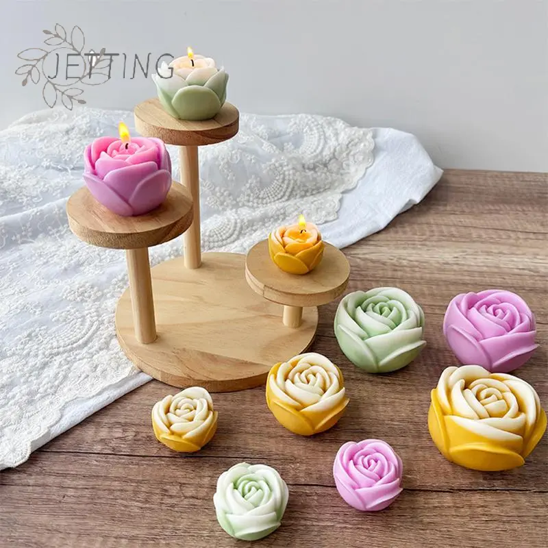 Multi Size 3D Flower Shape Silicone Rose Mold Candle Mould Handmade Soap Mold Wedding Cake Decor Jelly Valentine's Day Gift DIY