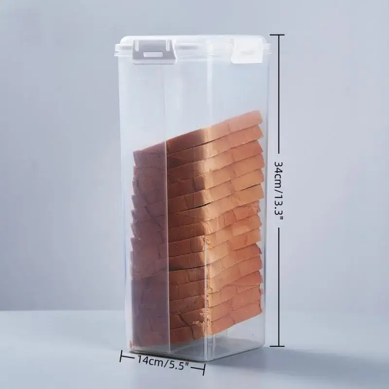 Bread Box With Lid Reusable Sandwich Bread Pasta Storage Box Clear Plastic Food Storage Container For Kitchen Organization