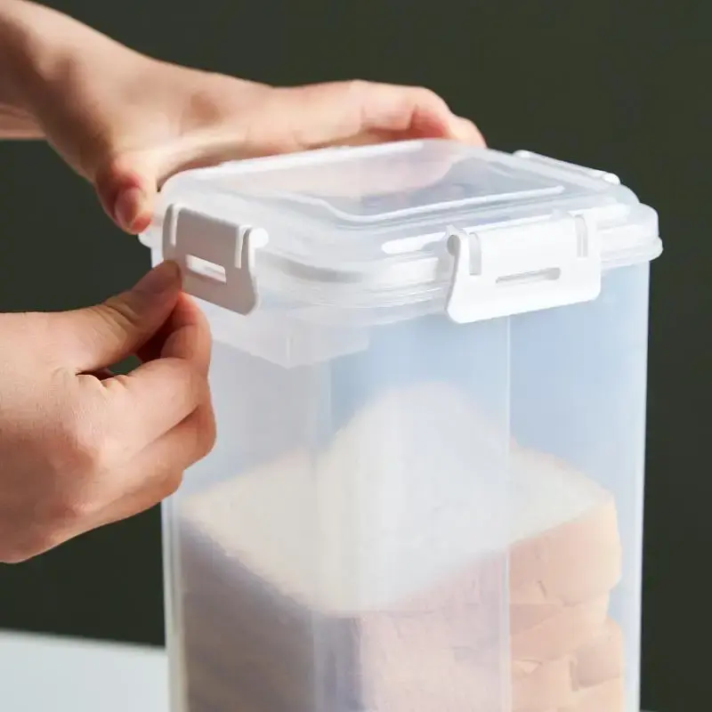 Bread Box With Lid Reusable Sandwich Bread Pasta Storage Box Clear Plastic Food Storage Container For Kitchen Organization