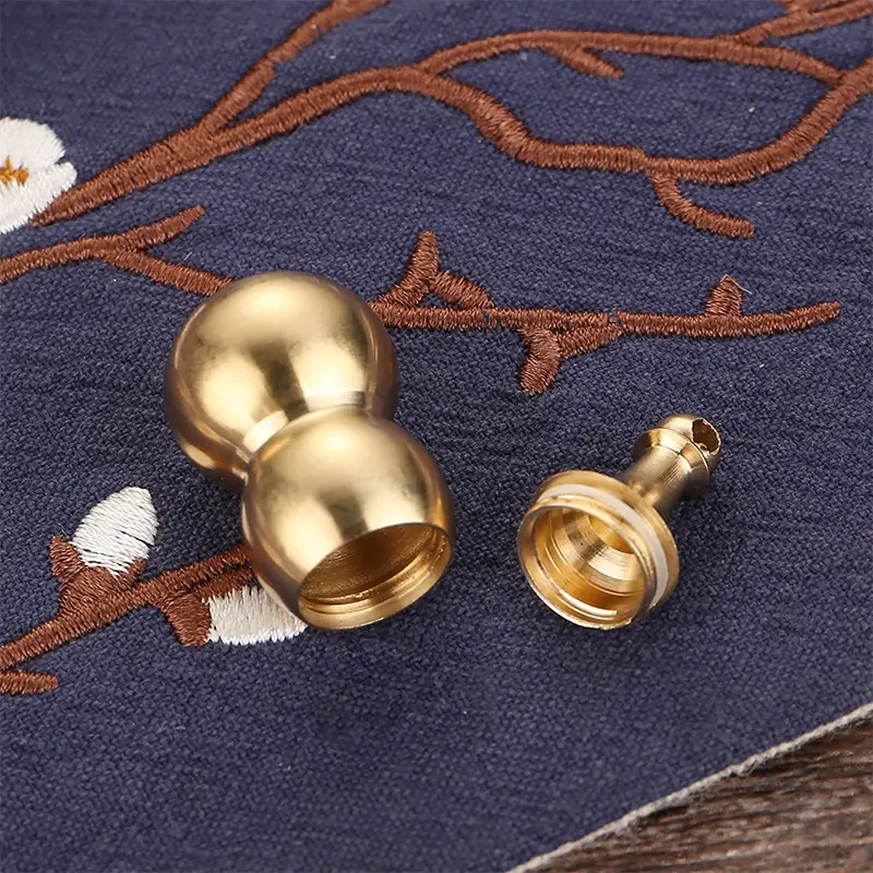Traditional Chinese Natural Feng Shui Gourd Brass Mental For Health Enhance Buddhist Good Gourd Pendant Keychain Accessories