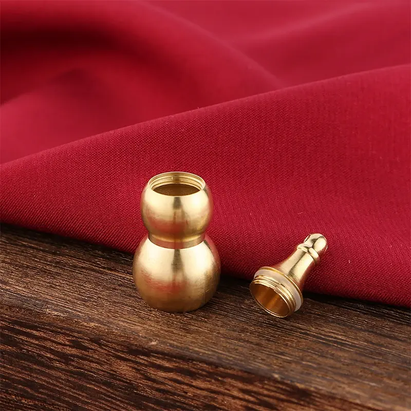Traditional Chinese Natural Feng Shui Gourd Brass Mental For Health Enhance Buddhist Good Gourd Pendant Keychain Accessories