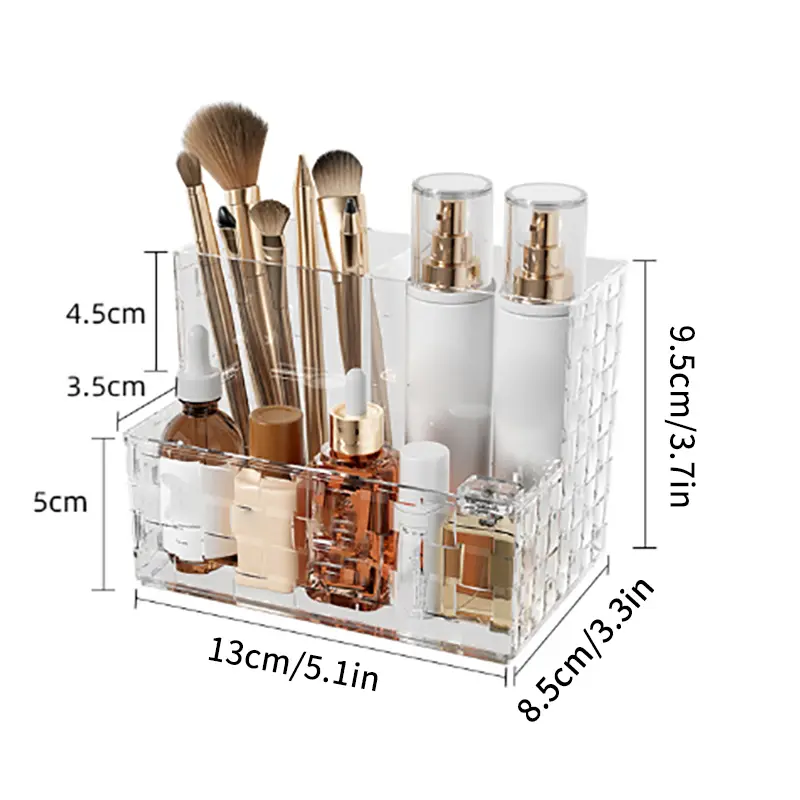 Light Luxury Transparent Desktop Storage Box Multi-grid Makeup Organizer Box Large Capacity Cosmetics Box Remote Control Holder