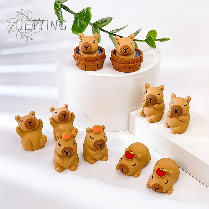Mini Capybara Resin Miniature Figurine Resin DIY Accessories Desktop Small Ornaments Homemade Car Decoration Figurines