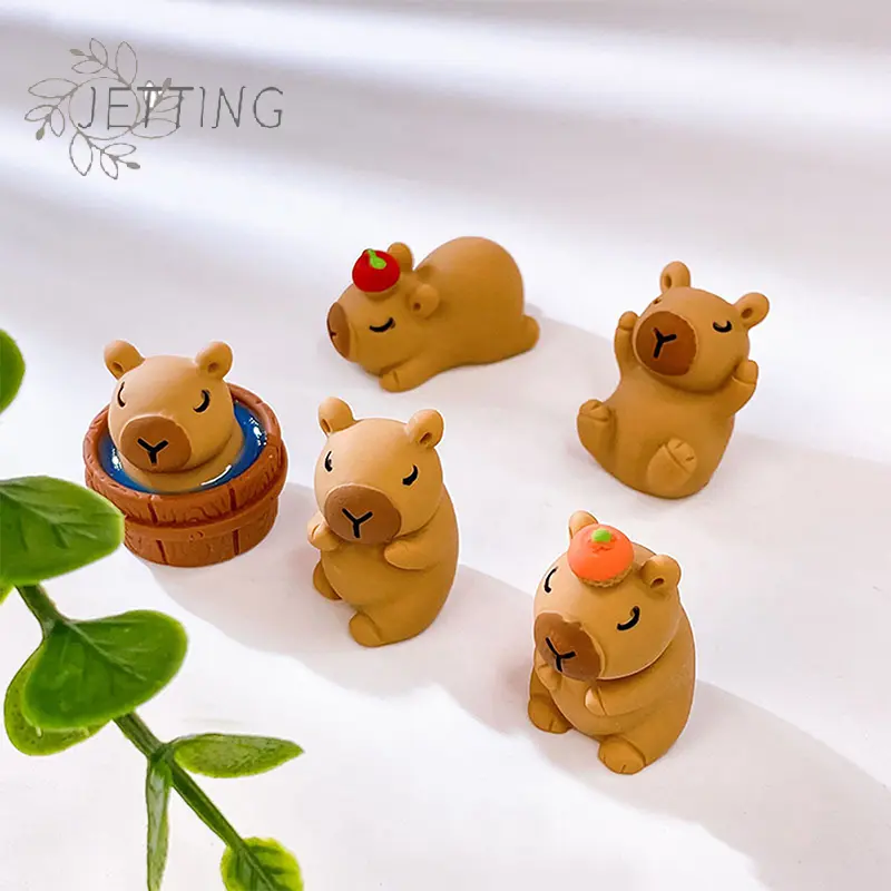 Mini Capybara Resin Miniature Figurine Resin DIY Accessories Desktop Small Ornaments Homemade Car Decoration Figurines