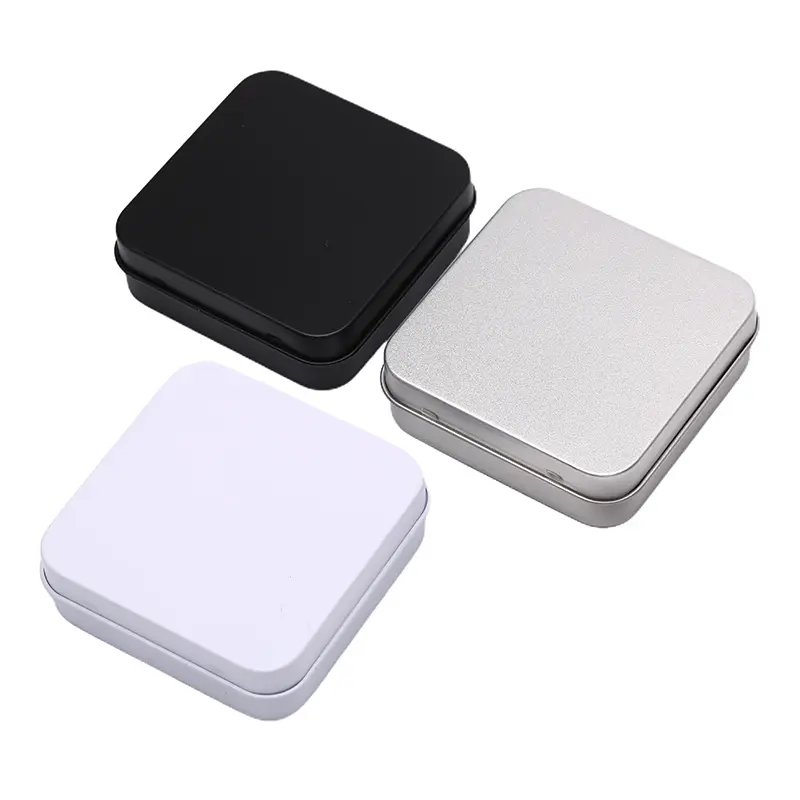 1pcs Metal Tin Silver Black Flip Storage Box Tool Box Money Coin Candy Key Business Card Storage Box