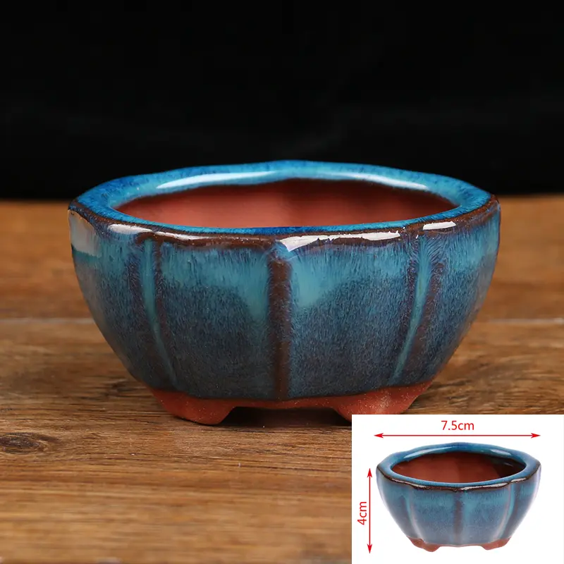 1pcs Bonsai Mini Ceramic Flowerpot Succulent Flower Planting Pot Office Desktop Decoration For Garden Yard Living Room Balcony