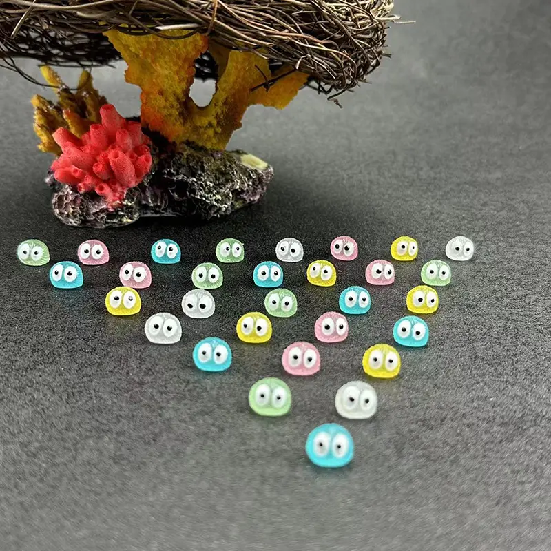 10Pcs Luminous Briquettes Elfs Black Ball Sprite Duck Figurine Home Decor Glowing Miniature Fairy Garden Decoration Accessories