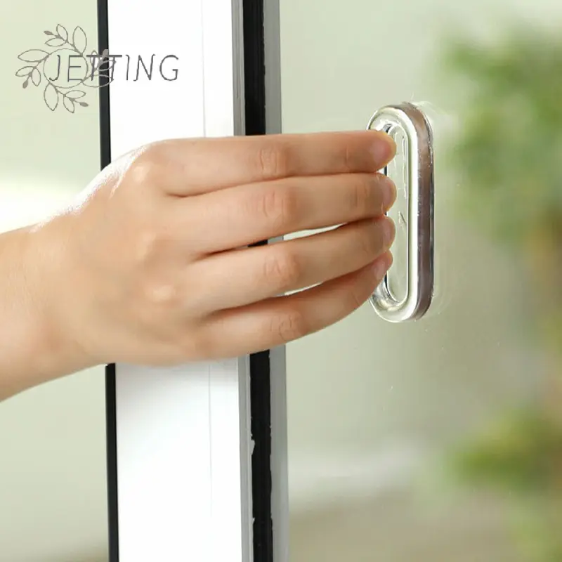 4PCS Transparent Plastic Soft PU Door Handle Self-Adhesive Sliding Door Handle Kitchen Cabinet Glass Sliding Door Drawer Handle