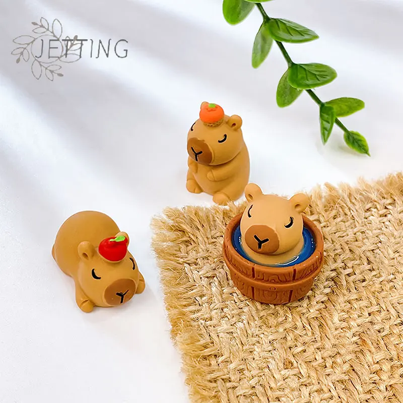 Mini Capybara Resin Miniature Figurine Resin DIY Accessories Desktop Small Ornaments Homemade Car Decoration Figurines