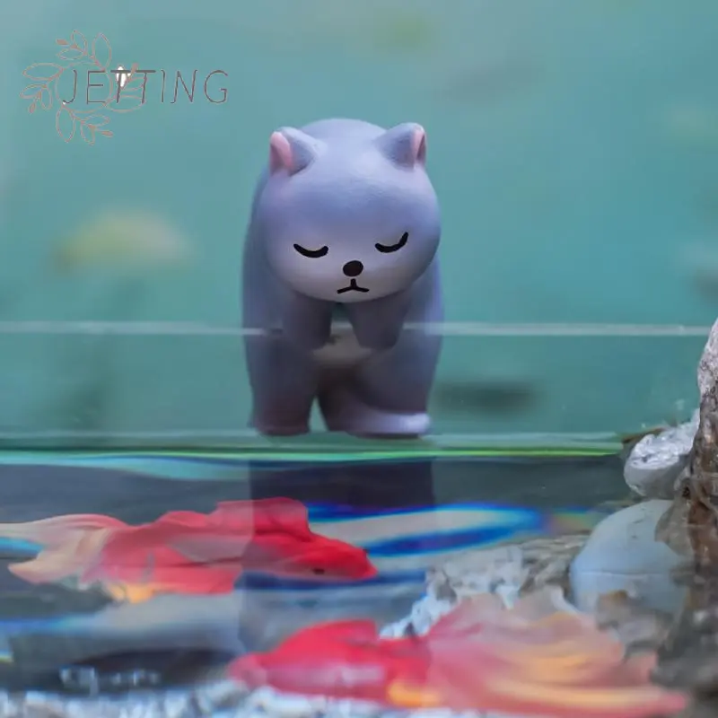 4Pcs Cartoon Capybara Duck Cat Pig Statue Resin Miniature Figurines Bonsai Micro Landscape Fish Tank Decoration Ornament