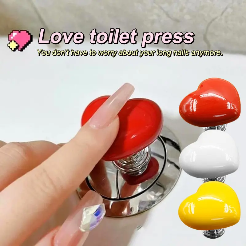 1/2Pcs Toilet Presser Heart Shape Handle Love Toilet Bathroom Water Tank Press Button Push Switch Bathing Room Accessories Tool