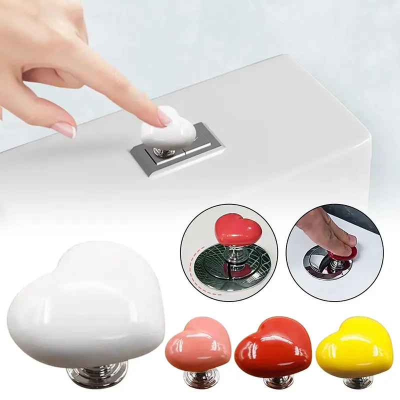 1/2Pcs Toilet Presser Heart Shape Handle Love Toilet Bathroom Water Tank Press Button Push Switch Bathing Room Accessories Tool