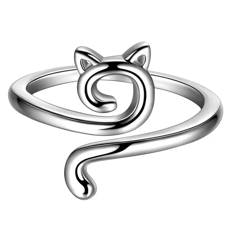 Yarn Ring Cat Ears Crochet Ring Adjustable Size Beginner Knitting Crocheting Loop Thread Wrapped Rings Tension Regulator Tool