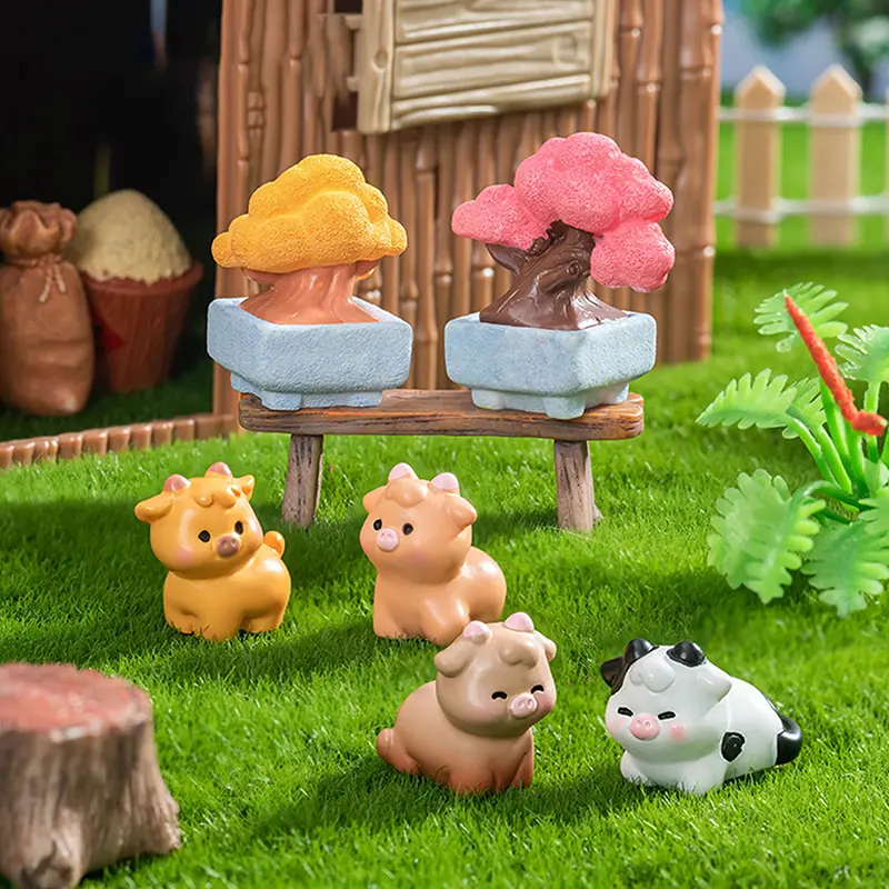 Figurines Miniatures Cute Small Tree Potted Micro Landscape Ornaments For Home Decorations Office Desk Accessories