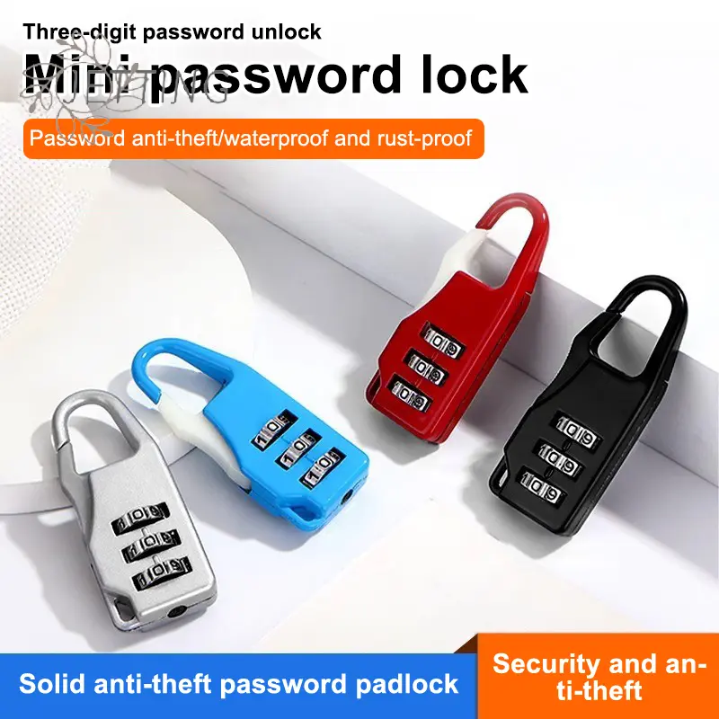 Bags Baggage Door Padlock 3 Dial Digit Combination Secret Safe Code Password Locks Bookbag Anti-theft Backpack Zipper Padlock