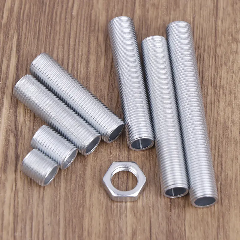 10Pcs M10 Lamp Tooth Tube Metal Hollow Threaded Tube Screw Nut Lamp Cap Galvanized Chandelier Connect Rod Fixed Base
