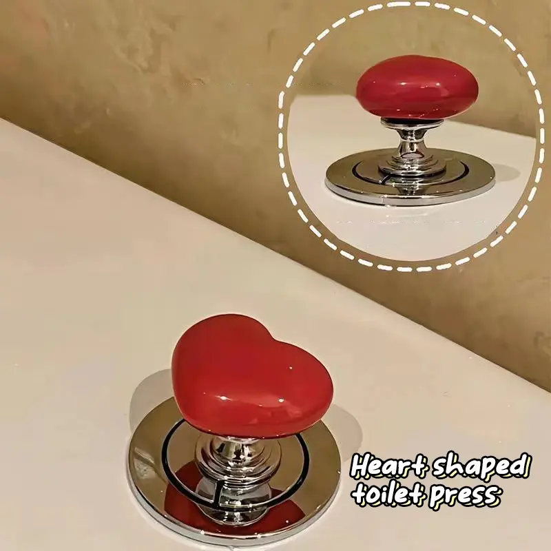 1/2Pcs Toilet Presser Heart Shape Handle Love Toilet Bathroom Water Tank Press Button Push Switch Bathing Room Accessories Tool