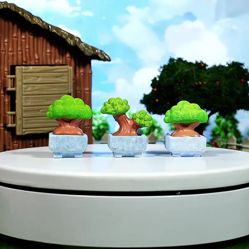 Figurines Miniatures Cute Small Tree Potted Micro Landscape Ornaments For Home Decorations Office Desk Accessories