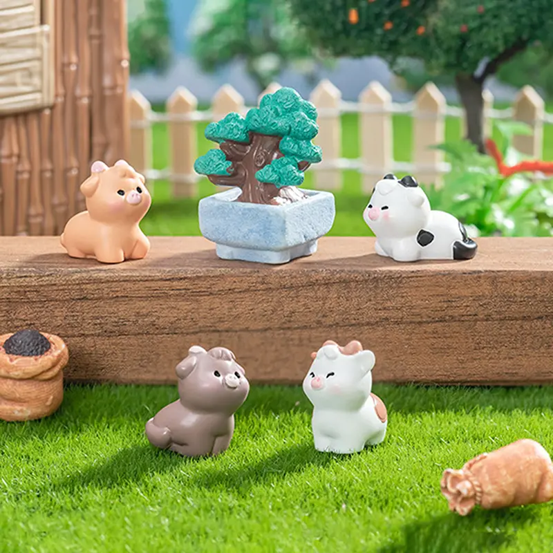 Figurines Miniatures Cute Small Tree Potted Micro Landscape Ornaments For Home Decorations Office Desk Accessories