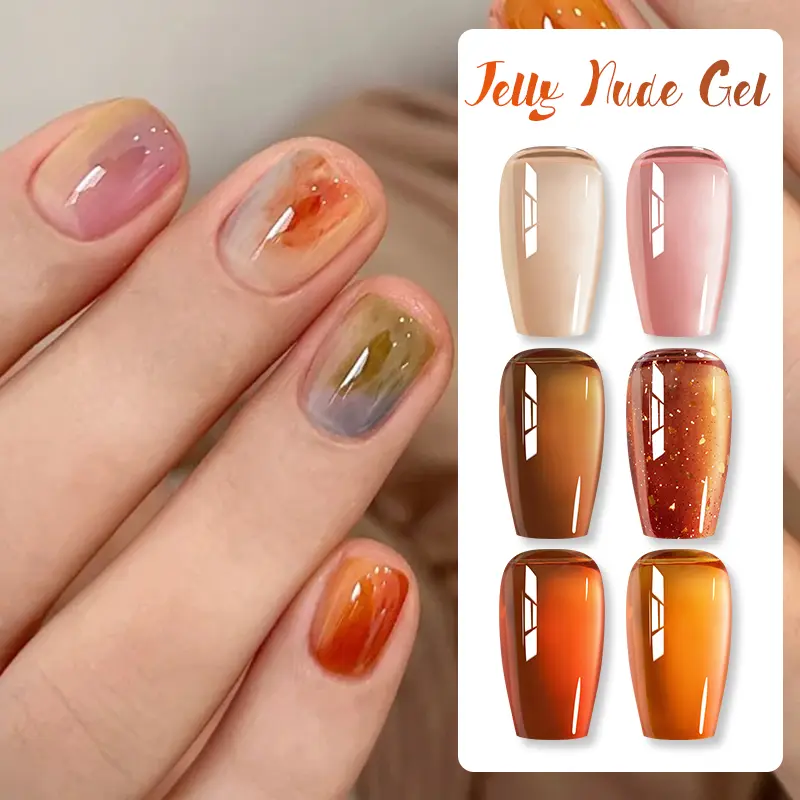 BORN PRETTY 10ml Translucent Amber Jelly Color Gel Polish Autumn Winter Semi Permanent UV Gel Nail Art Soak Off Gel Varnish