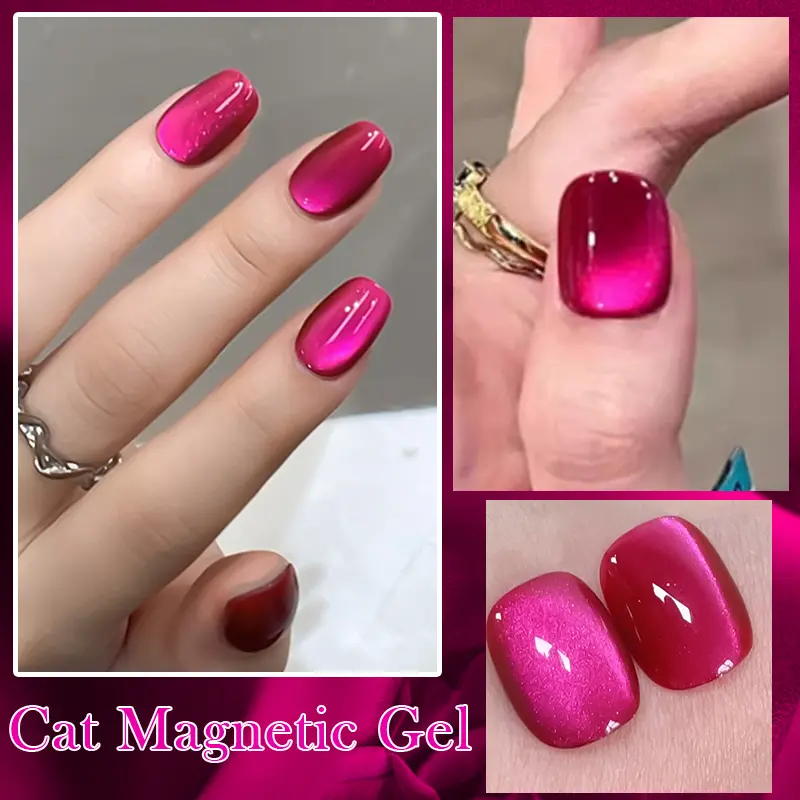 BORN PRETTY 10ml Dark Red Cat Magnetic Gel Nail Polish for Winter Nails DIY Jelly Glass Silver-Light Varnis Semi Permanent