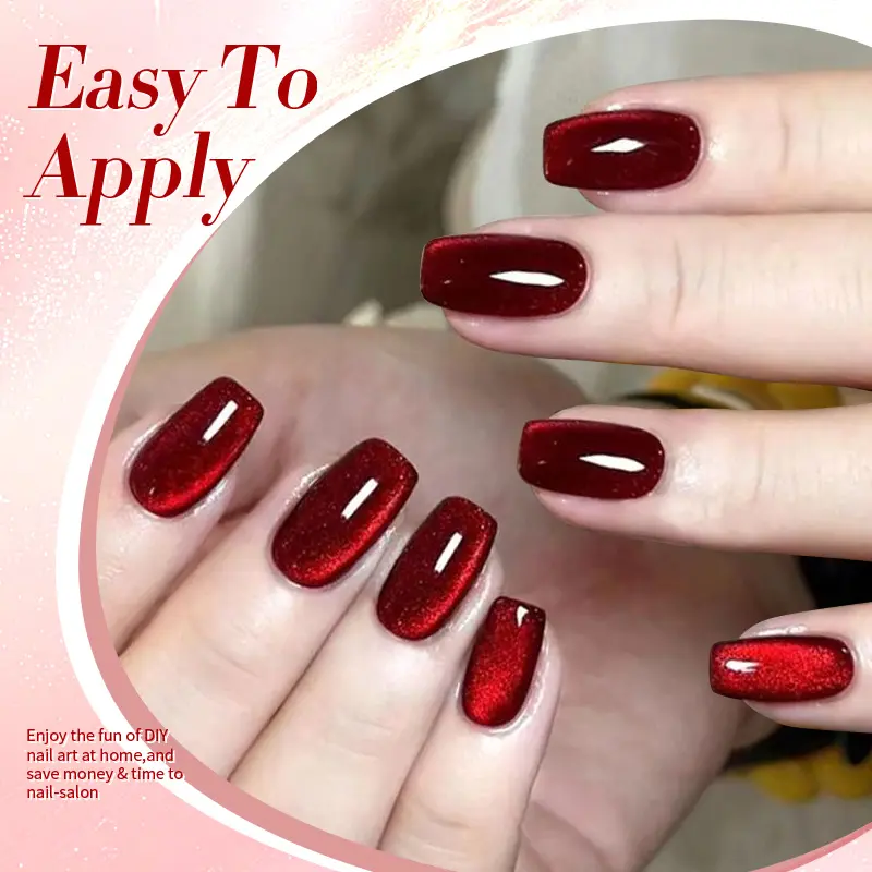 BORN PRETTY 10ml Dark Red Cat Magnetic Gel Nail Polish for Winter Nails DIY Jelly Glass Silver-Light Varnis Semi Permanent