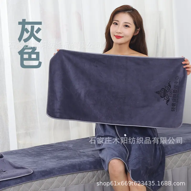 SuperfineFiber Hair Beauty Salon Logo Printed Magic Tape Towel Headscarf Bathrobe Bedding Foot Massage Set Hairdressing Apron