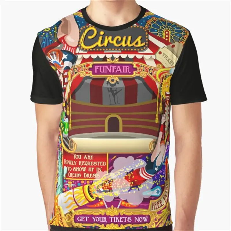 Carnival Circus Show Print T-shirt Men's Clothes Festival Gift Short Sleeve Funny T Shirts 2025 Summer New Party Men Tee Top