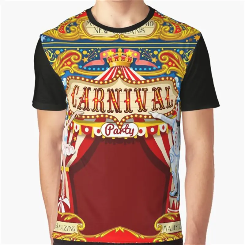Carnival Circus Show Print T-shirt Men's Clothes Festival Gift Short Sleeve Funny T Shirts 2025 Summer New Party Men Tee Top