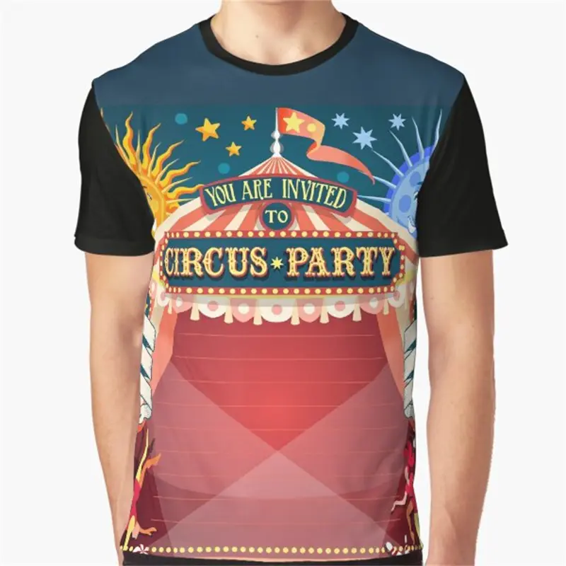 Carnival Circus Show Print T-shirt Men's Clothes Festival Gift Short Sleeve Funny T Shirts 2025 Summer New Party Men Tee Top