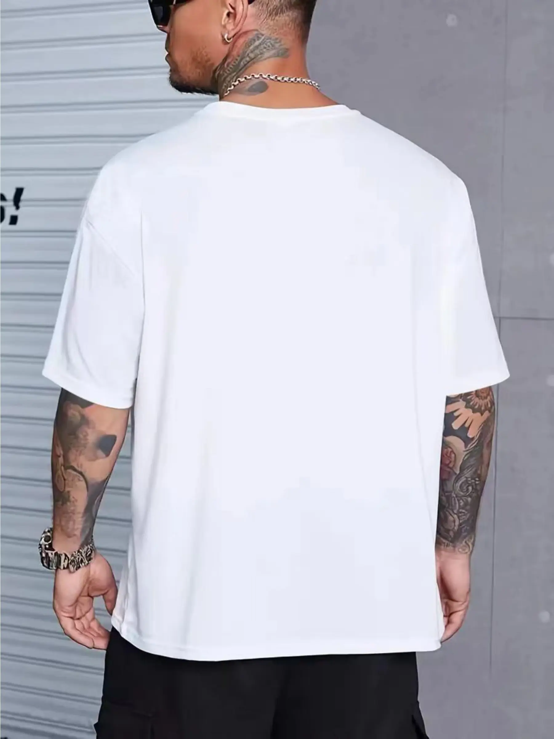 Men's summer 100% pure cotton fashionable casual sports loose fashion letter pattern printed round neck short sleeved T-shirt