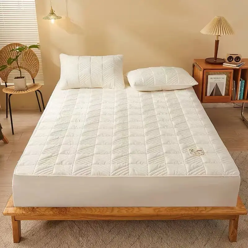 High Quality Soy Fibre Quilted Mattress Cover 100% Cotton King Queen Customized Quilting Bed Cover Not Including Pillowcase