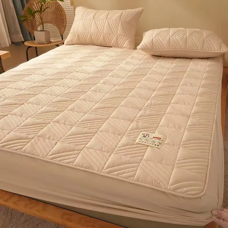 High Quality Soy Fibre Quilted Mattress Cover 100% Cotton King Queen Customized Quilting Bed Cover Not Including Pillowcase