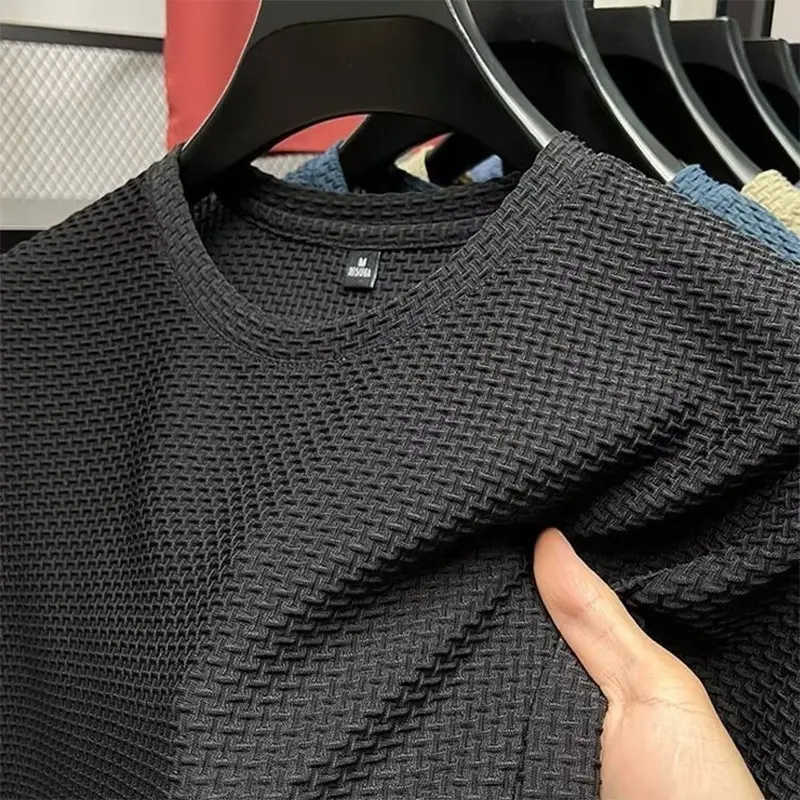 Ice silk quick drying men's T-shirt summer men's short sleeved mesh breathable sports half sleeved plus size running fitness clo