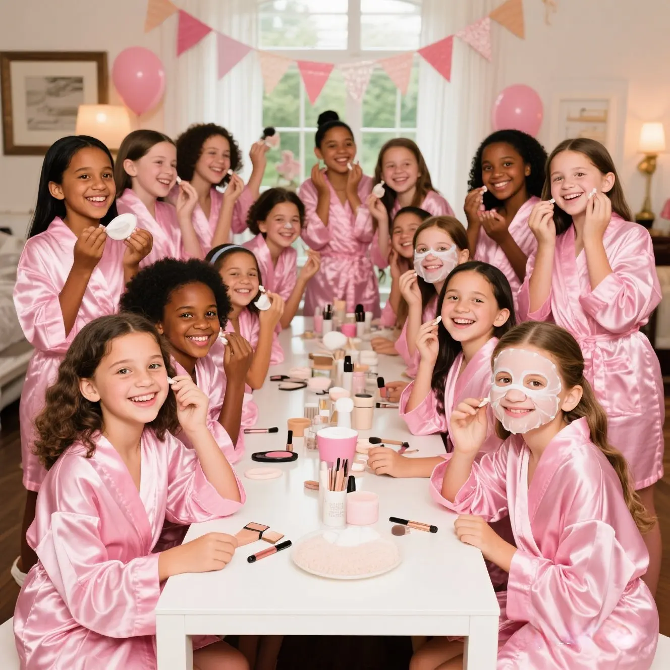 15-6Set Spa Party Robe for Girls Kids Birthday Party Supplies Sleepover Pyjama Party Favors Spa Gowns Basin for Foot Spa