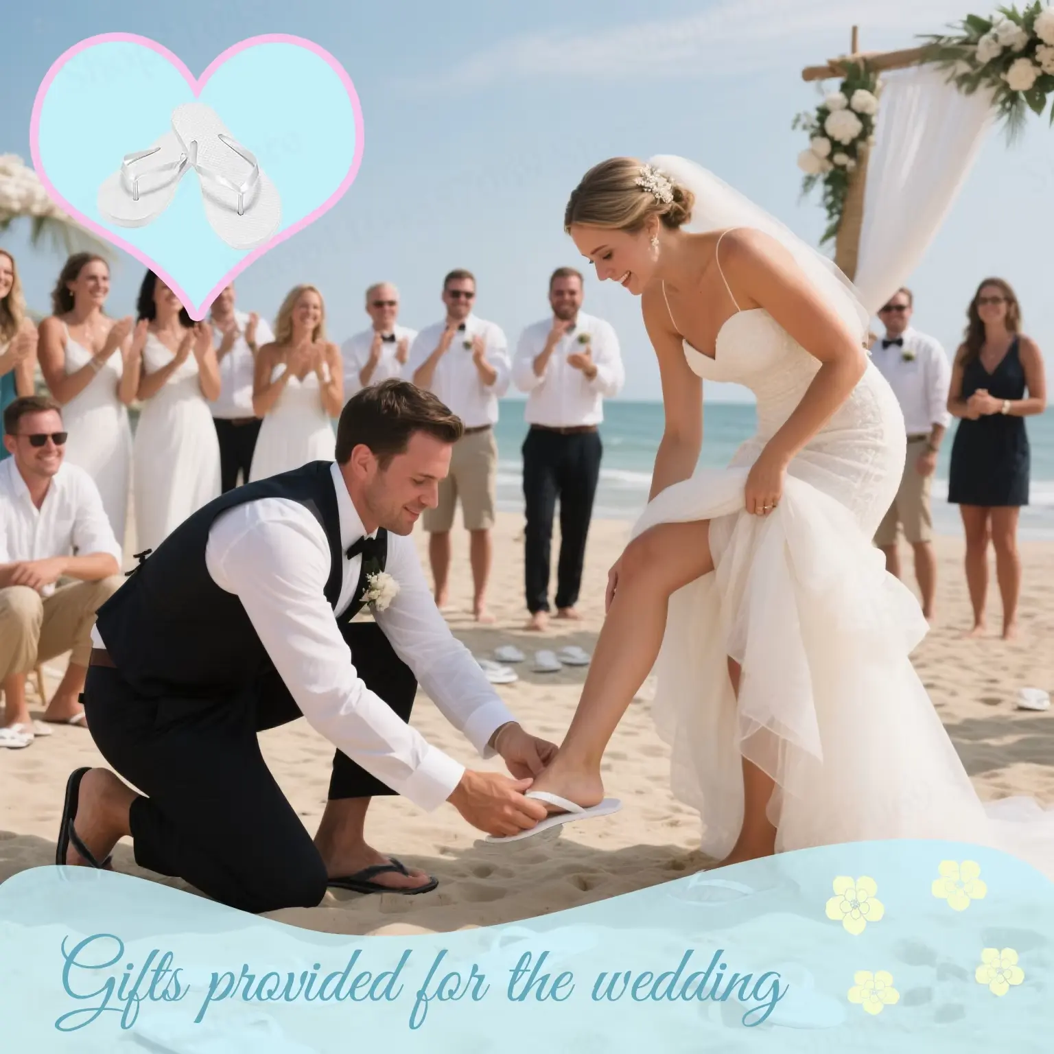 12-120Pairs Wedding Flip Flops for Bridesmaid Spa Slippers with Size Cards Wedding Sign Wedding Beach Sandals Pool Party Favors