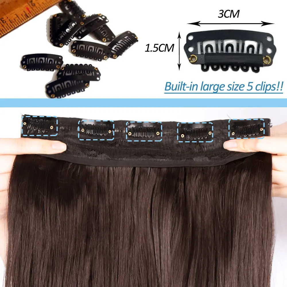 5 Clips Long Wavy Clip In Hair Extensions Synthetic Heat Resistant One Piece False Blonde Hair Black Brown Hairpiece For Women