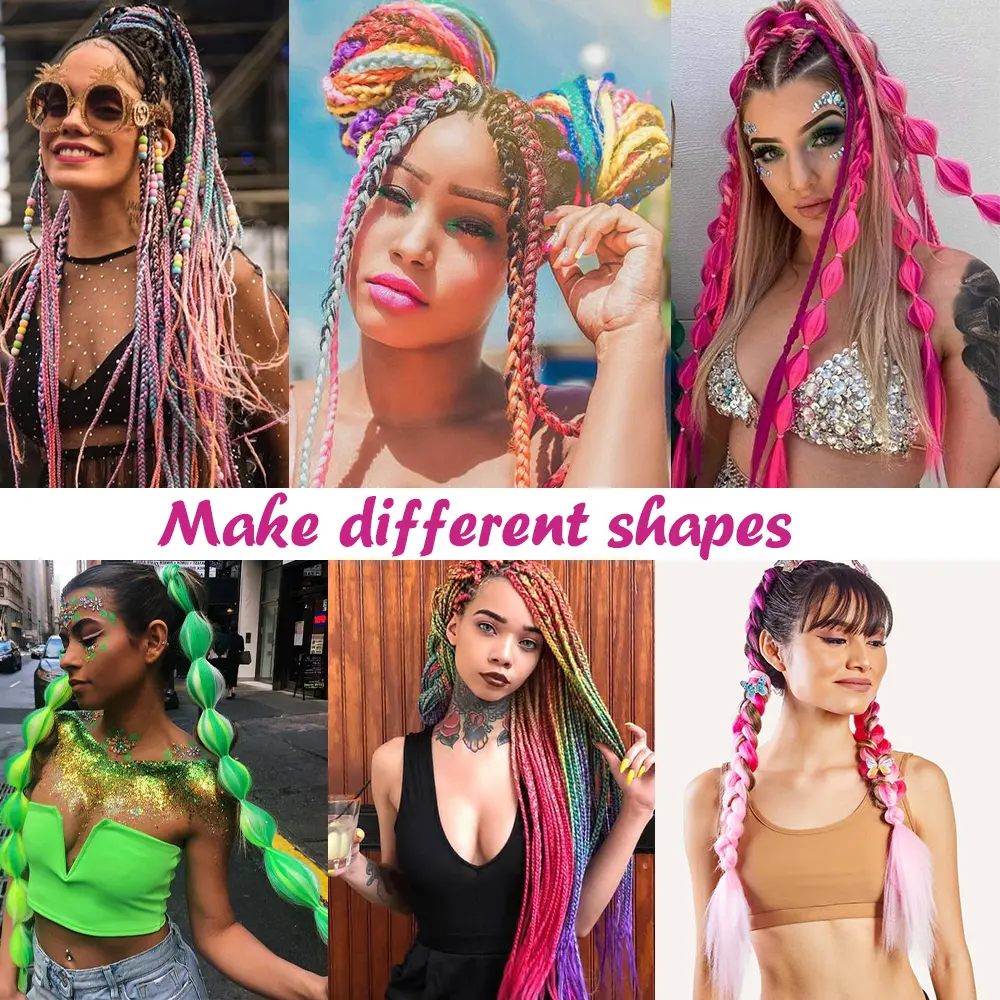 Synthetic Jumbo Braiding Hair Extension 24 Inch Heat Resistant Fiber In Bulk Ombre Jumbo Braids Hair For Black Women